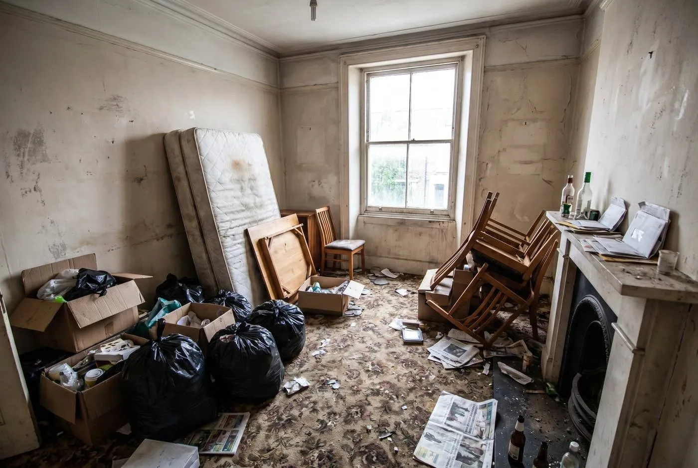London flat full of furniture and items before clearance by Ferizi Property Services